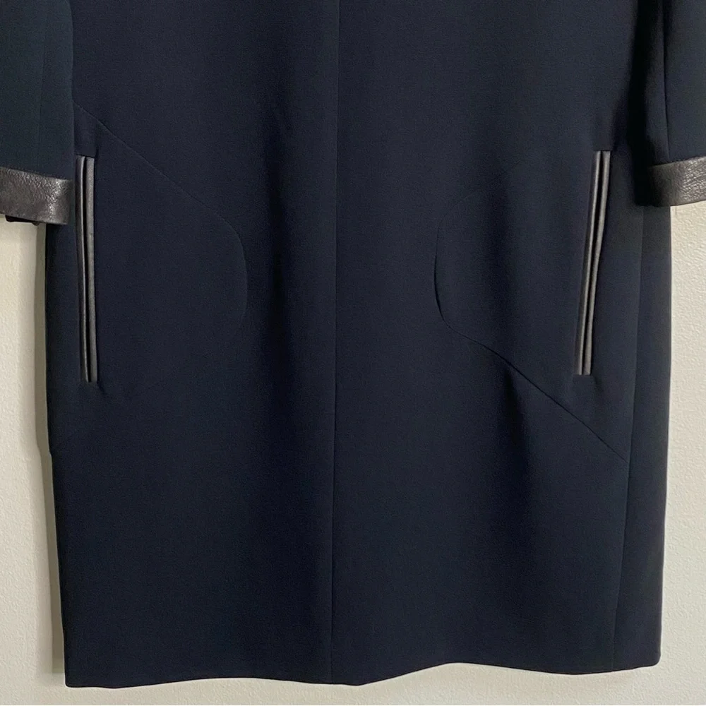 Rag & Bone Black Leather Trim Harlow Crepe Shift Dress Size 0